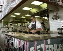 The kitchen at the Fifteen Cornwall restaurant